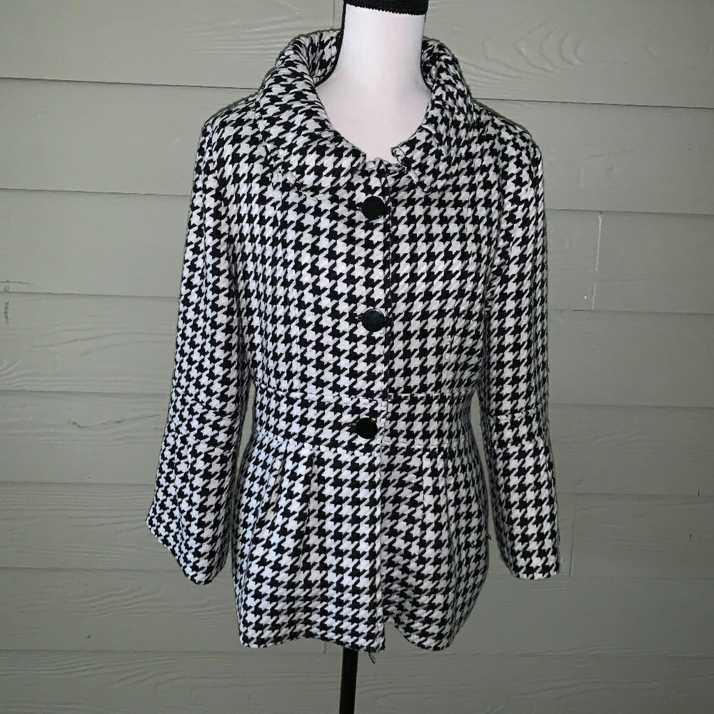 Francesca's Black\White Button Down Wool Jacket
